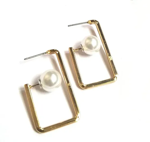 MIRAG Mirage Stylish Pearl rectangle unique pearl western stylish earrings Zinc Drops Danglers