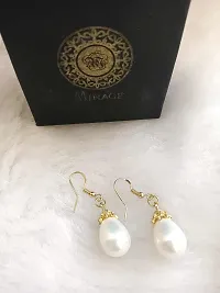 Mirage - simple golden pearl earrings-thumb1