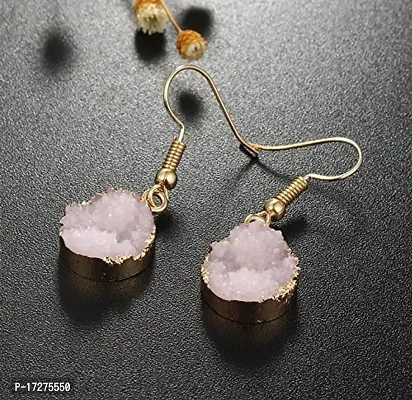 Mirage - Pink Sparkly Resin Stone Earrings | Light weight pink earrings-thumb3