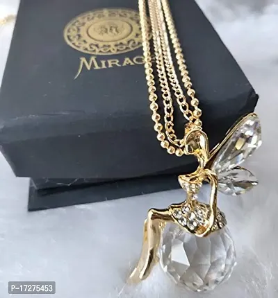 Mirage - Multi-Layer Butterfly Fairy Necklace Gold Color Crystal Angel Wings Long Chain Necklaces For Women | 3 chain necklace |sweater long necklace | multilayer chain necklace-thumb5