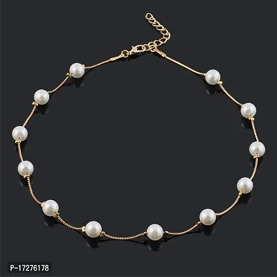 MIRAGE - Retro Style Pearl Choker | Silver and Golden Pearl Necklace (Golden)