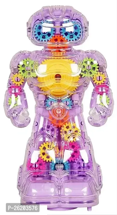 Musical Transparent Gear Robot Toys with Bump And Go Action for Kids-thumb0