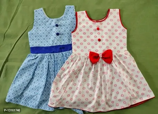 COTTON FROCKS COMBO BLUE AND RED