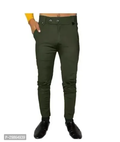 Stylish Green Lycra Solid Trouser For Men