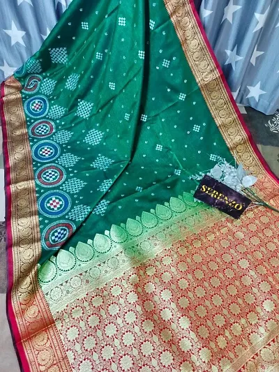 Attractive Satin Saree with Blouse piece 