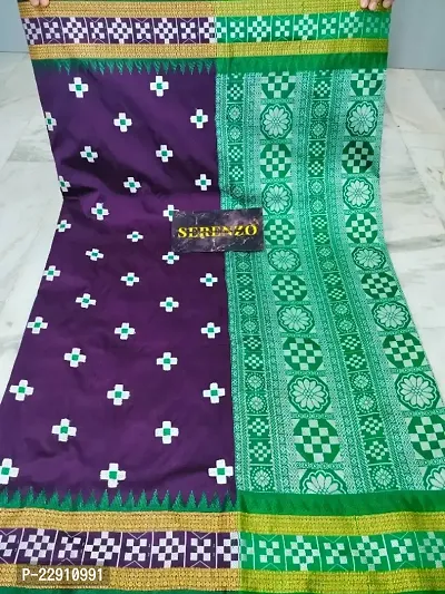 Sambalpuri Papa Silk Embroidered Saree With Blouse Piece-thumb0