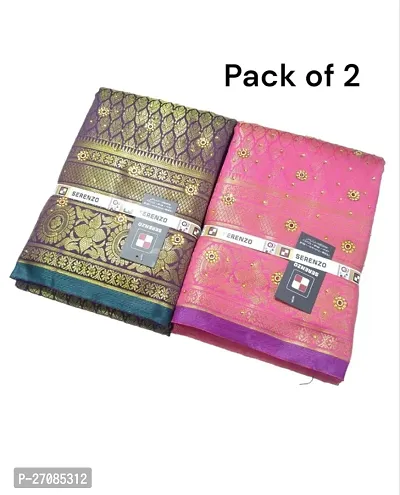 Pack Of 2 Banarasi Brocade Saree With Blouse Piece