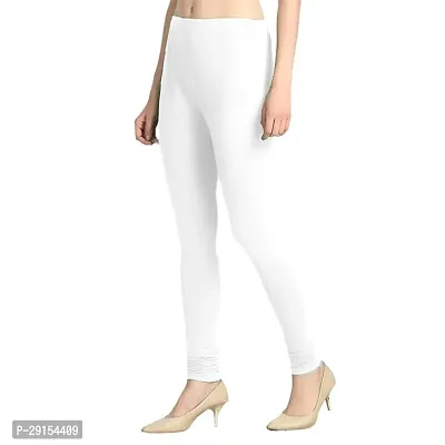 Churidar Length Slim Fit Super Combed Stretchable Premium Cotton Lycra Leggings - White-thumb0