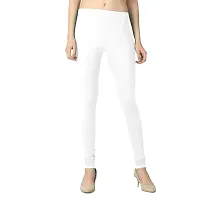 Churidar Length Slim Fit Super Combed Stretchable Premium Cotton Lycra Leggings - White-thumb2