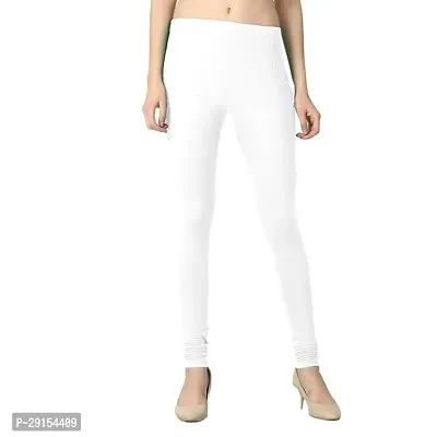 Churidar Length Slim Fit Super Combed Stretchable Premium Cotton Lycra Leggings - White-thumb3