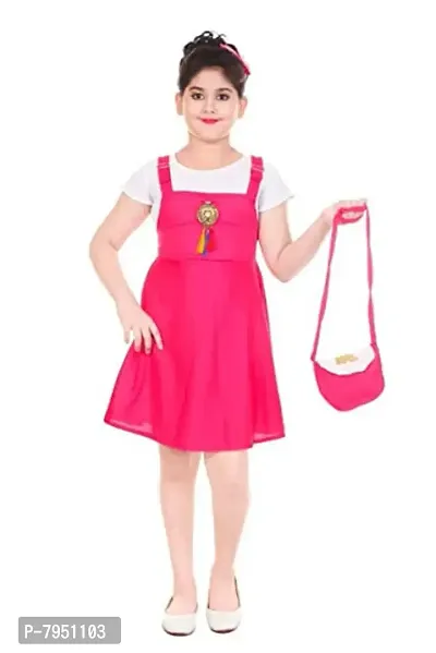 Girls Fancy Frock Sets With Bag-thumb0