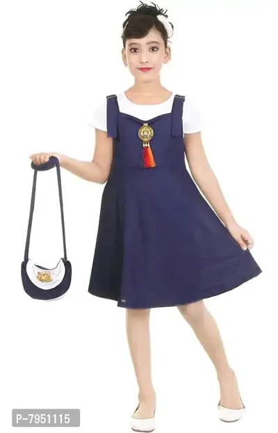 Girls Fancy Frock Sets With Bag-thumb0