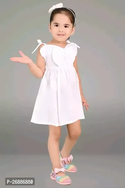 Baby Girl Stylish White Solid A-Line Dress-thumb0