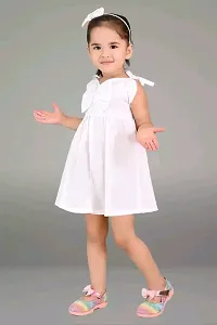 Baby Girl Stylish White Solid A-Line Dress-thumb3