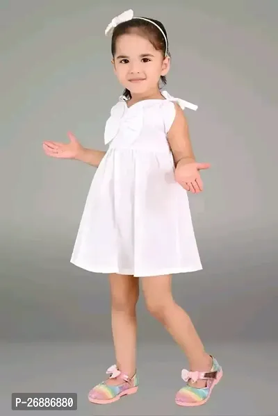Baby Girl Stylish White Solid A-Line Dress-thumb4