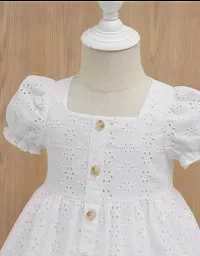 Baby Eyelet Embroidery Puff Sleeve Ruffle Hem Dress-thumb1