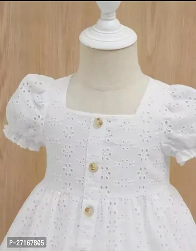 Baby Eyelet Embroidery Puff Sleeve Ruffle Hem Dress-thumb2