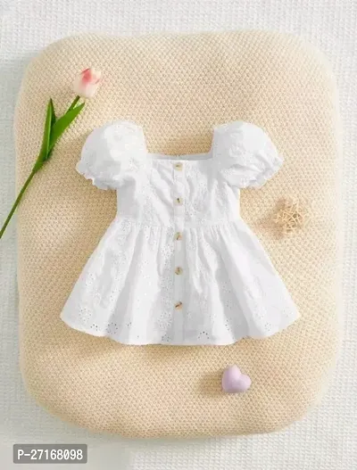 newborn baby summer eyelet embrodery puff sleeve button front dress-thumb0