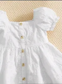 newborn baby summer eyelet embrodery puff sleeve button front dress-thumb1