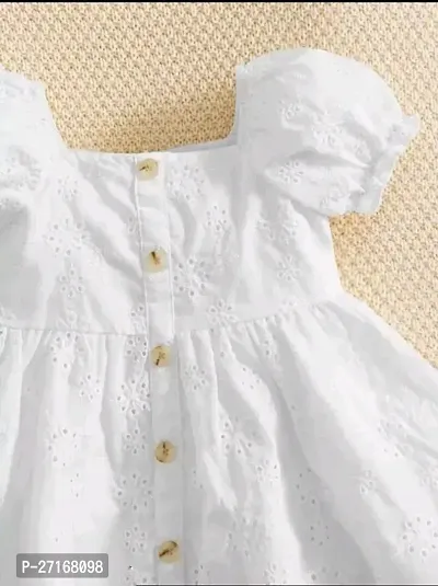 newborn baby summer eyelet embrodery puff sleeve button front dress-thumb2