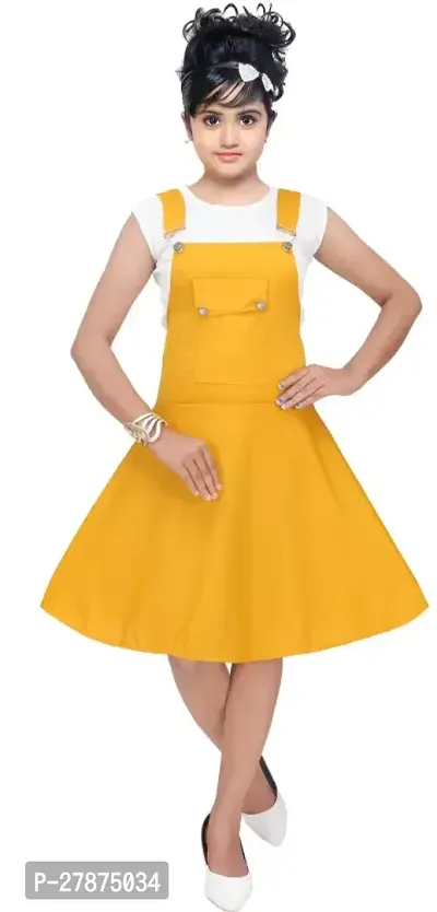Stylish Crepe Yellow Dress For Girls-thumb0