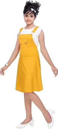 Stylish Crepe Yellow Dress For Girls-thumb2
