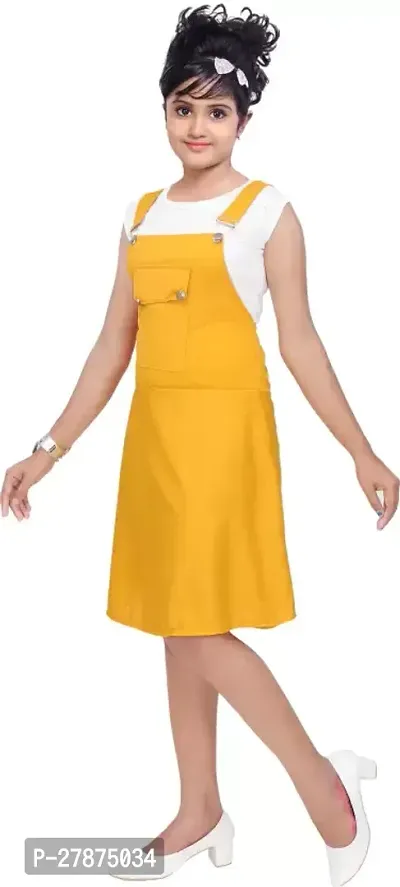 Stylish Crepe Yellow Dress For Girls-thumb3