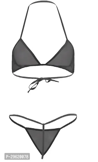 Stylish Black Solid Bra  and  Panty Set For Women-thumb0