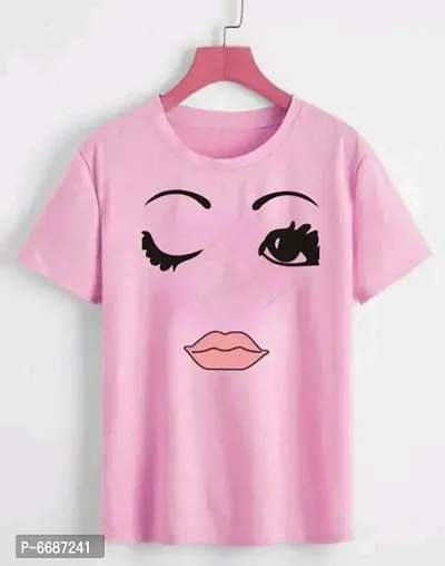 Trendy Cotton Blend Printed T Shirt For Women-thumb0