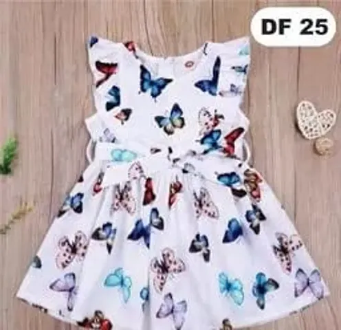 Kids Girls Cute Rayon Printed Frocks