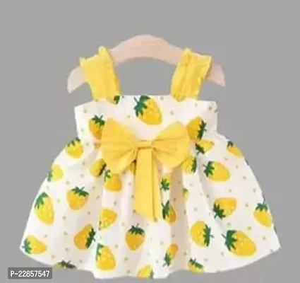 Fabulous Yellow Rayon Printed Frocks For Girls-thumb0