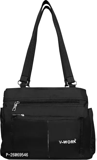 Stylish Black Self Pattern Handbags For Women