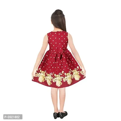 PROMISE KID Girl's Cotton Knee-Length Dress (Pack of 1) (1-2 Years, Maroon)-thumb2