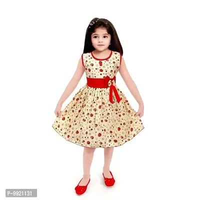 PROMISE KID Girl's Rayon Midi/Knee Length Short Sleeve Dress |(Pack of 1) Strawberry 9-12 Months
