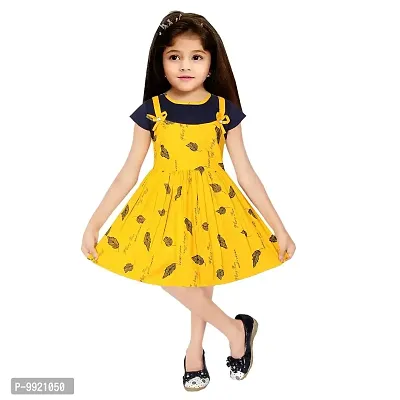 PROMISE KID Girl's Rayon Midi/Knee Length Sleeveless Dress (4-5 Years, Yellow)