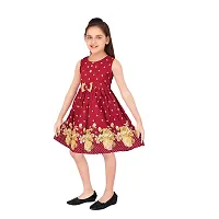 PROMISE KID Girl's Cotton Knee-Length Dress (Pack of 1) (1-2 Years, Maroon)-thumb3