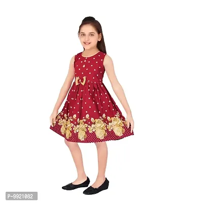 PROMISE KID Girl's Cotton Knee-Length Dress (Pack of 1) (1-2 Years, Maroon)-thumb4