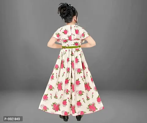 Girl's | A-Line Maxi Gown | Printed Full Length Frock Dress | Girls Dress (5-6 Years, Blue)-thumb2