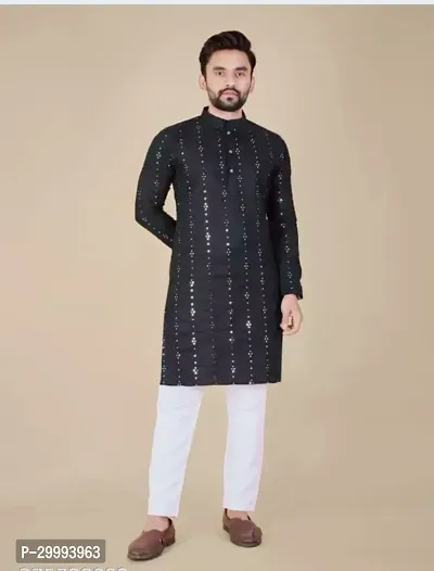 Stylish Black Cotton Kurtas For Men