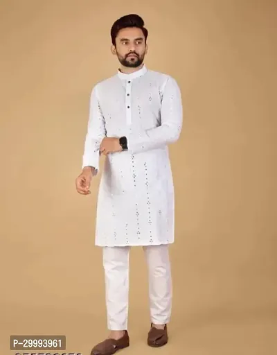 Stylish White Cotton Kurtas For Men