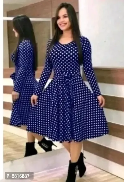 Classic Crepe Polka Dotted Dresses for Women-thumb0