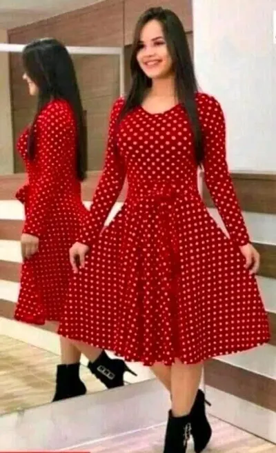 Classic Crepe Polka Dotted Dresses for Women