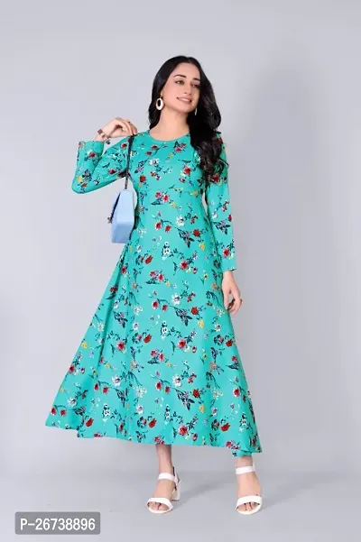 Classic Crepe Printed Dress for Women-thumb0