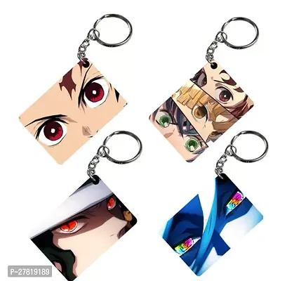 Animator Premium Anime Keychain Pack of 4 Kakashi 2 For Bike Scooty Car Acrylic Keyholder-thumb0