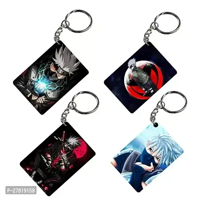 Animator Premium Anime Keychain Pack of 4 Kakashi 2 For Bike Scooty Car Acrylic Keyholder-thumb0