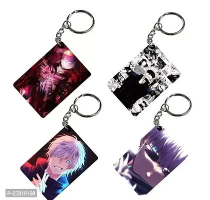 Animator Premium Anime Keychain Pack of 4 Kakashi 2 For Bike Scooty Car Acrylic Keyholder-thumb0