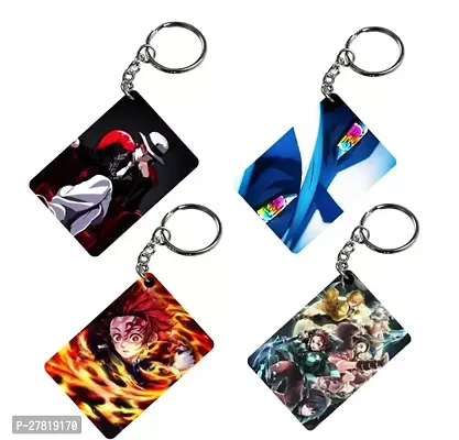 Animator Premium Anime Keychain Pack of 4 Kakashi 2 For Bike Scooty Car Acrylic Keyholder-thumb0