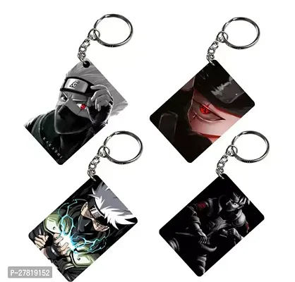 Animator Premium Anime Keychain Pack of 4 Kakashi 2 For Bike Scooty Car Acrylic Keyholder