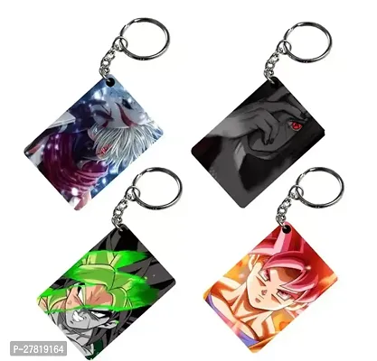 Animator Premium Anime Keychain Pack of 4 Kakashi 2 For Bike Scooty Car Acrylic Keyholder