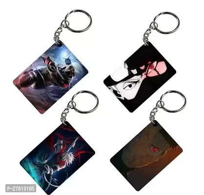 Animator Premium Anime Keychain Pack of 4 Kakashi 2 For Bike Scooty Car Acrylic Keyholder-thumb0